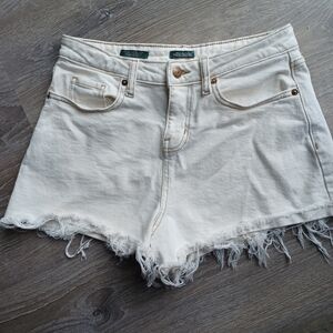 Wild Fable High-Rise Cream Color Frayed Hem Denim Shorts